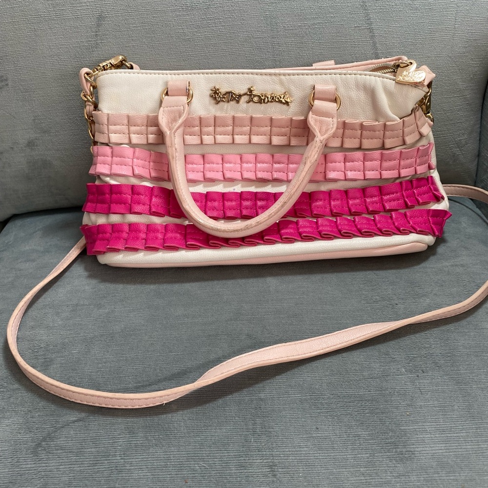 Betsey Johnson Pink Ombre Ruffle Crossbody Bag